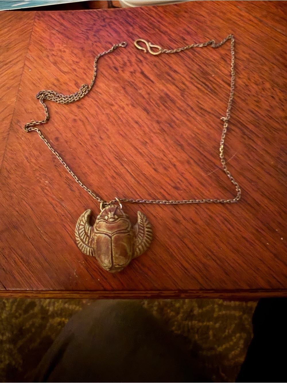 Vintage-Style Egyptian Revival Scarab Pendant Necklace